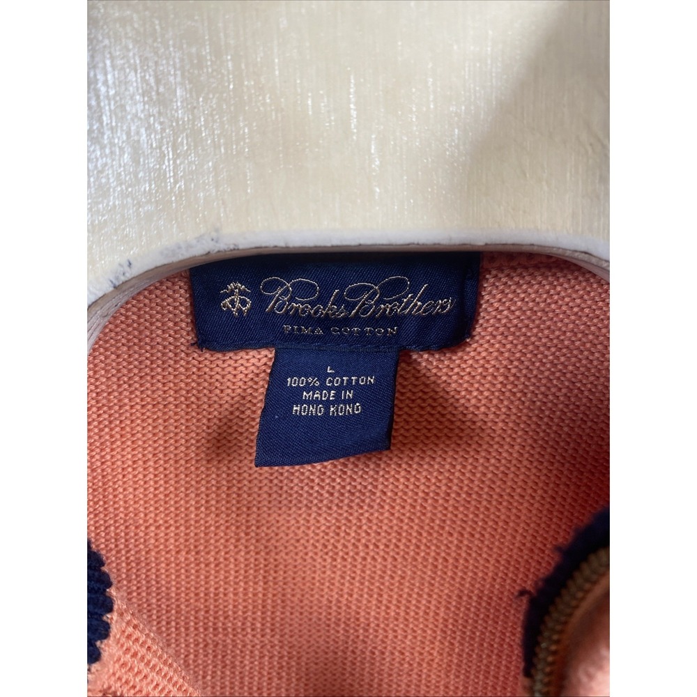 Brooks Brothers 346 Orange Merino Wool Knit 1/4 Zip Mock Neck Sweater L  C81 - Picture 2 of 5